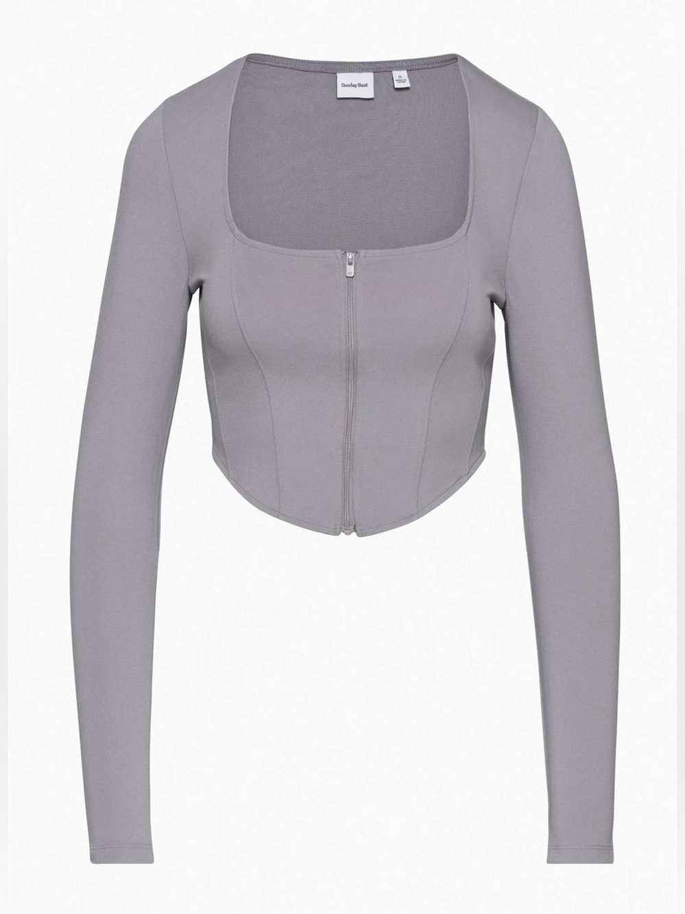 Aritzia Sunday Best Maverick Long Sleeve Zip Corset Crop Top Gray S